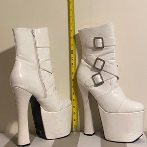 White pleaser boots
